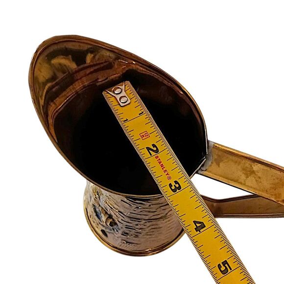 Brass Embossed Ale Pitcher Pub Scene Repousse Made In England Textured Vintage - Picture 3 of 16